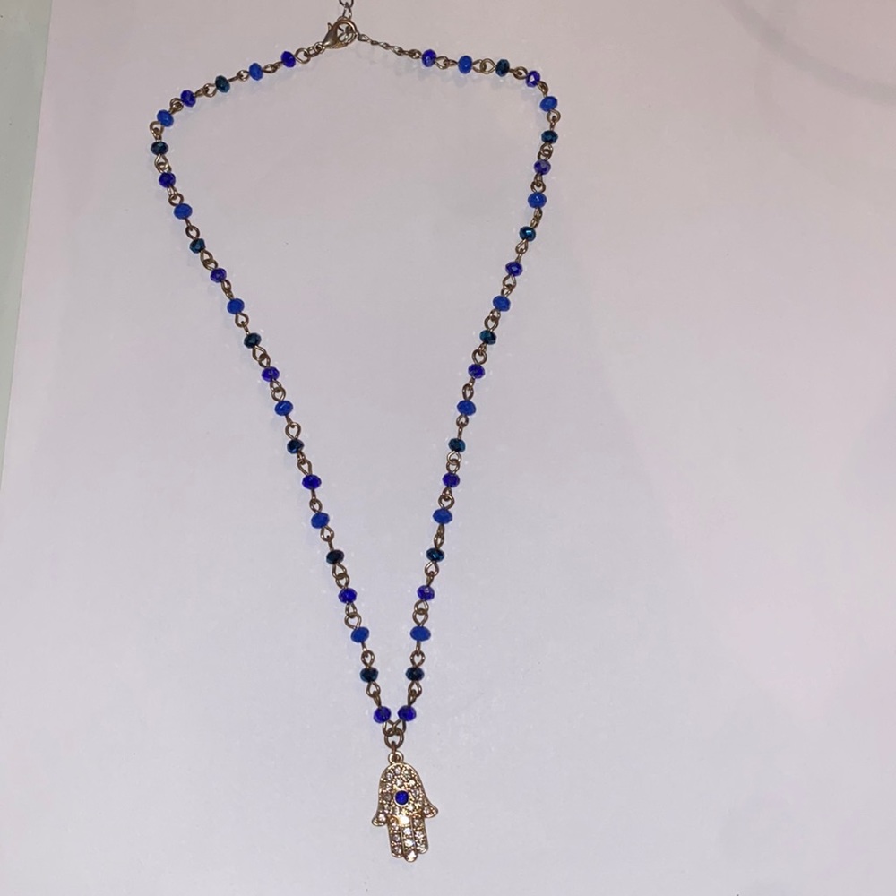 Blue and Gold Hand 🧿 Necklace